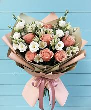 Букет цветов из:  Розы, Альстромерии и Лизиантусы в Дивеево