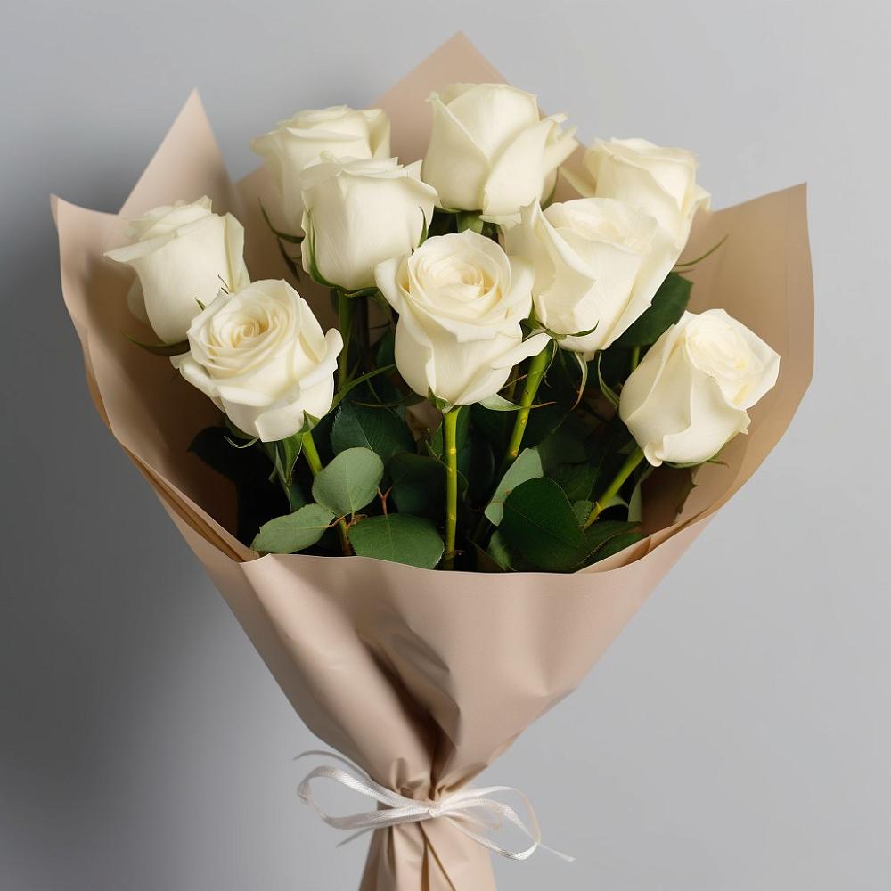 Букет 9 Белых роз Эдлесс Лав в Дивеево