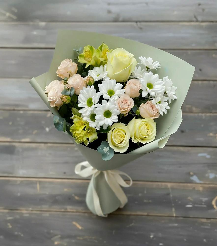 Букет цветов из: Альстромерии, Розы и Хризантемы в Дивеево