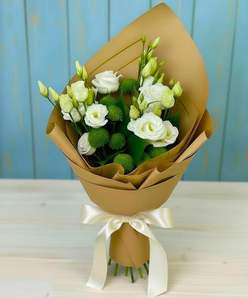 Букет цветов из: Хризантемы и Лизиантусы в Дивеево