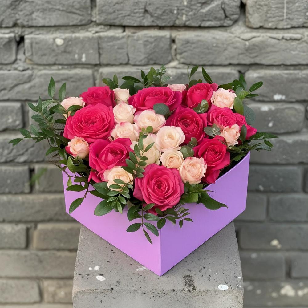 Цветочная композиция из Розы в коробке в Дивеево