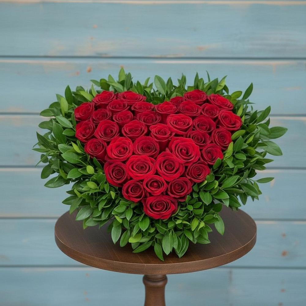 Цветочная композиция из Розы в виде сердца в Дивеево