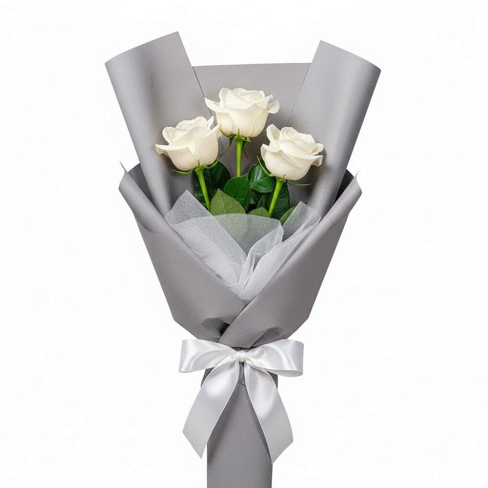 Букет 3 белые розы в Дивеево