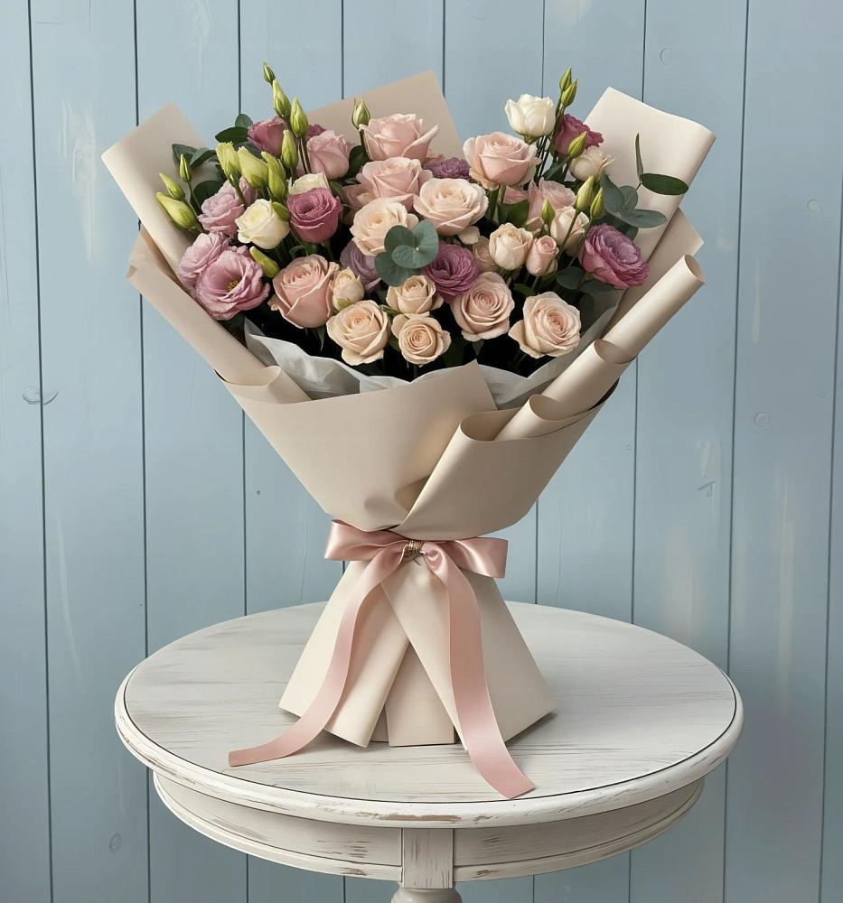 Букет цветов из: Розы и Лизиантусы в Дивеево