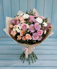 Букет цветов из:  Хризантемы, Розы и Альстромерии в Дивеево
