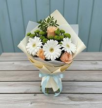 Букет цветов из:  Герберы, Розы и Хризантемы в Дивеево