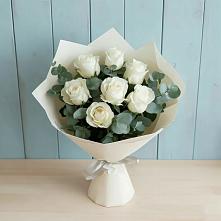 Букет Белые розы в Эвкалипте #REPLACE_PRED# Дивеево