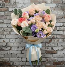 Букет цветов из:  Розы, Лизиантусы и Гвоздики #REPLACE_PRED# Дивеево